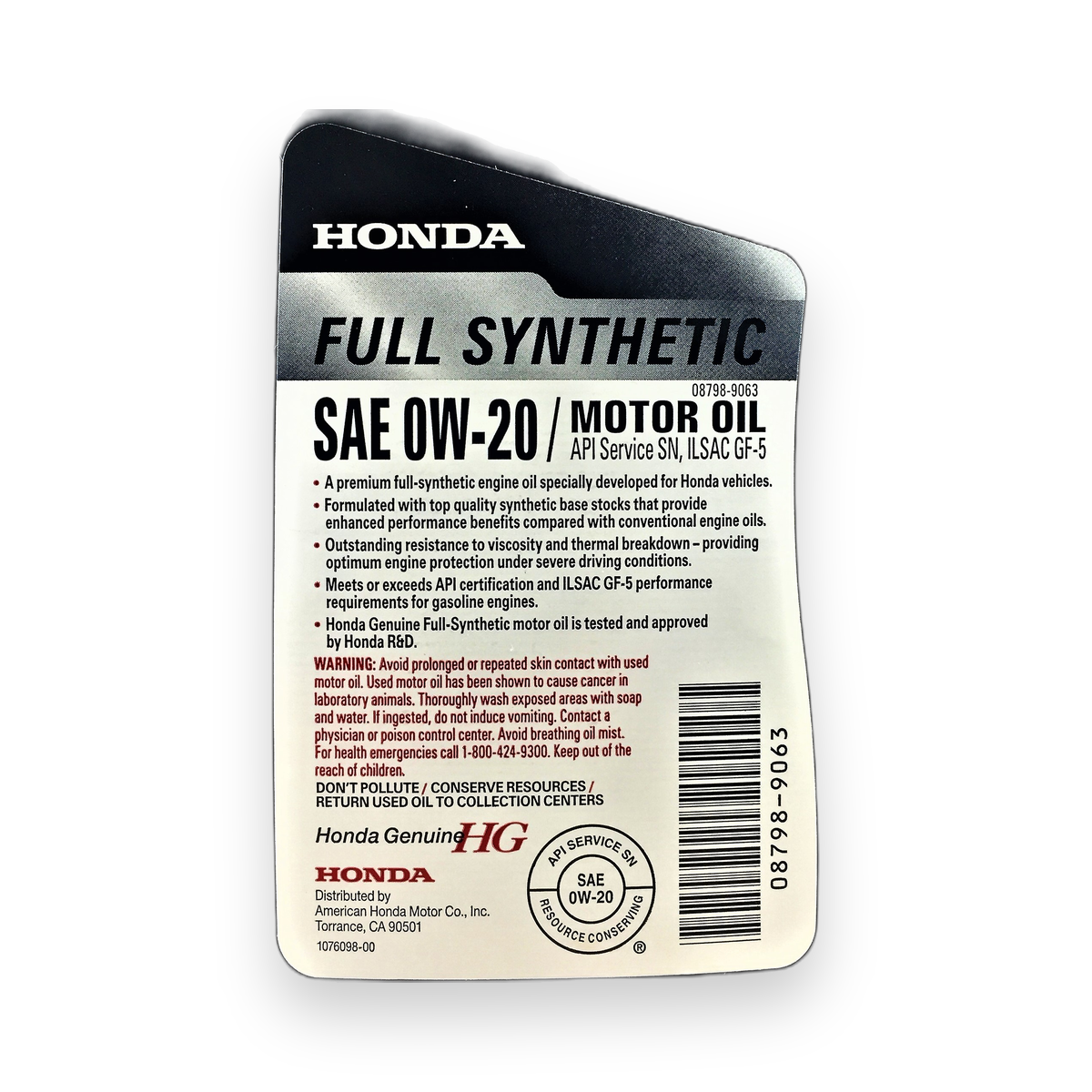 Honda SP 0W-20 ILSAC-GF6 Genuine Engine Oil - Fully Synthetic (3.7l)